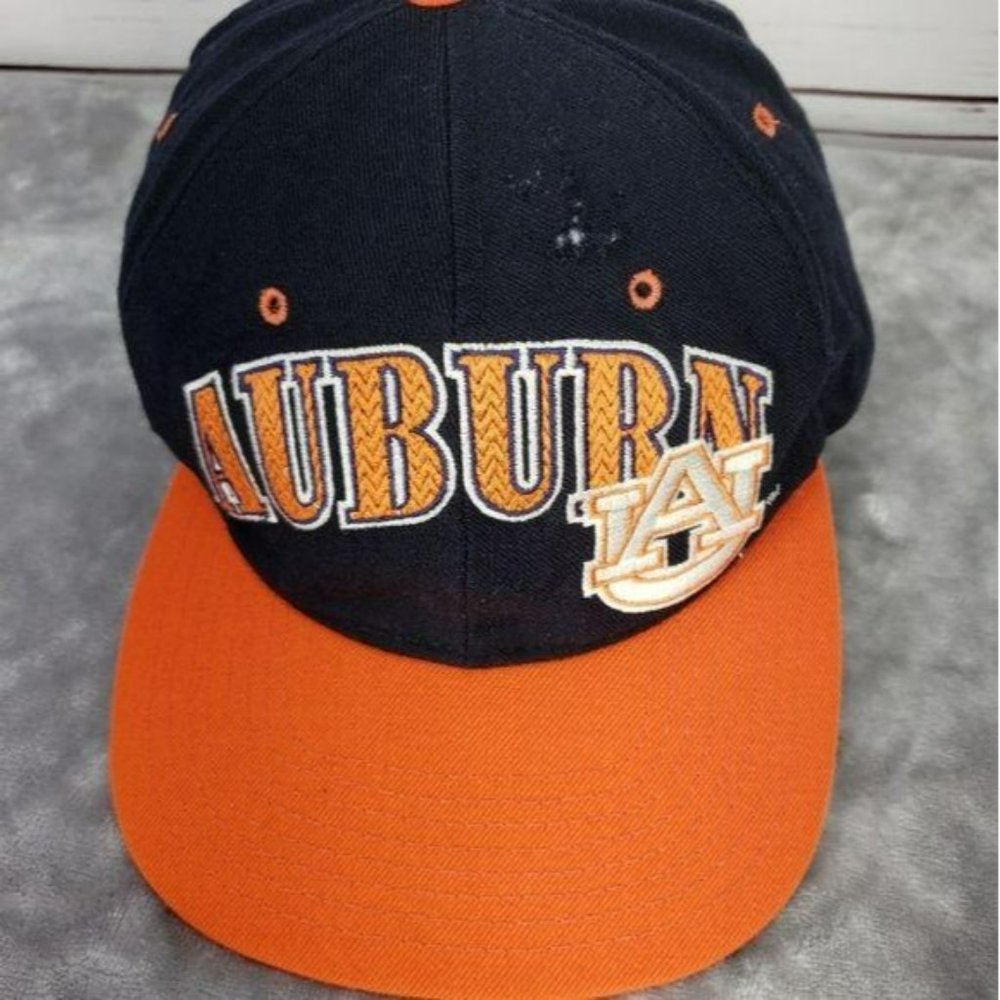 Distressed Auburn Tigers Starter‎ blue orange Logo Football CAP Hat Trucker - Picture 2 of 8